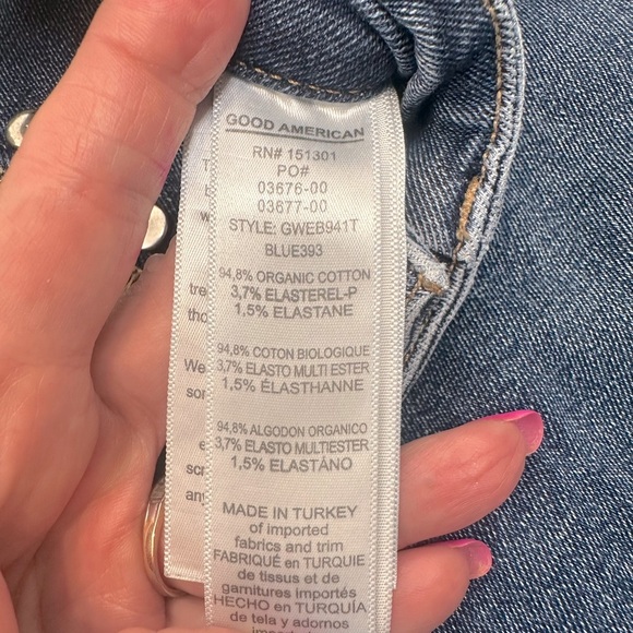 Good American Good Waist Button Fly Distressed Skinny Jeans Size 6/28 - Picture 8 of 8